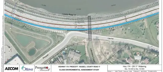  ?? —submitted photo ?? Several sections of County Road 17 through Rockland will undergo extensive changes, when the route undergoes four-lane expansion, sometime in the future. This graphic is one of several included in a final report on the environmen­tal assessment on the...