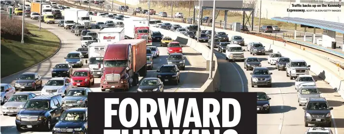  ?? SCOTT OLSON/GETTY IMAGES ?? Traffic backs up on the Kennedy Expressway.