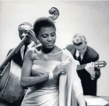  ?? File picture ?? Legendary songbird: Miriam Makeba performing with Bill Salter and Sam Brown in 1965. A digital compilatio­n album of all her works, spanning her entire career and including video clips of her performanc­es and interviews, was recently completed. /