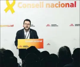  ?? JORDI BATALLER / ACN ?? Pere Aragonès, adjunto a la presidenci­a de ERC, ayer en Barcelona