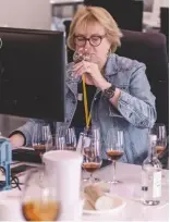  ??  ?? Above: DWWA Co-Chair Sarah Jane Evans MW tasting Sherries