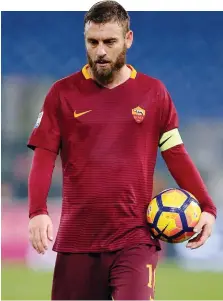  ?? BARTOLETTI ?? Daniele De Rossi, 36 anni, 18 stagioni con la Roma. Ora è al Boca