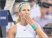  ??  ?? Victoria Azarenka celebrates her victory against Kristina Mladenovic.