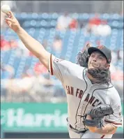  ?? ALEX BRANDON — THE ASSOCIATED PRESS ?? Giants pitcher Dereck Rodríguez allowed the Nationals five earned runs and failed to complete the third inning.