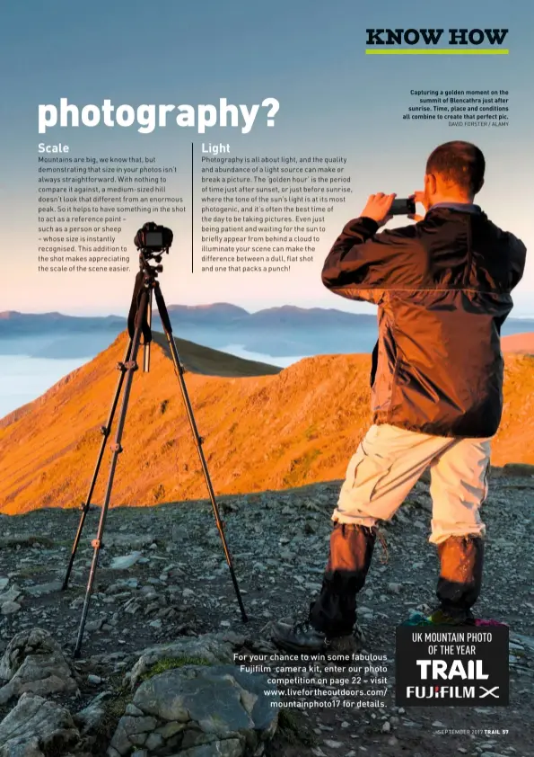  ?? DAVID FORSTER / ALAMY ?? Capturing a golden moment on the summit of Blencathra just after sunrise. Time, place and conditions all combine to create that perfect pic.