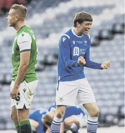  ??  ?? 0 Murray Davidson, right, reacts with delight at full-time