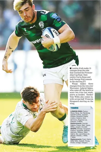  ?? PICTURES: Getty Images ?? Pushing himself: Exiles winger Ollie Hassell-Collins