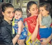  ?? PHOTO: INSTAGRAM/SAKPATAUDI ?? (From left) Soha Ali Khan with daughter Inaaya Naumi Kemmu and Kareena Kapoor Khan with her son, Taimur Ali Khan