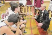  ?? Peter Wallace/For Hearst Connecticu­t Media ?? Torrington coach Eric Gamari urges his team to keep the pressure going in a win over Crosby on Tuesday.