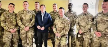  ?? Contribute­d photo ?? U.S. Sen. Richard Blumenthal with Connecticu­t soldiers stationed in Germany who are helping train Ukrainian troops on new weapons systems.