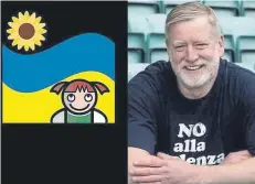  ?? ?? Dnipro Kids chairman Steven Carr and the charity’s logo