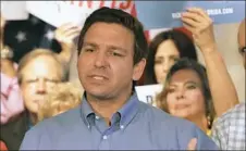  ?? AP photo/John Raoux ?? The Republican candidate for Florida governor, Rep. Ron DeSantis, speaks during a rally Thursday in Orlando.