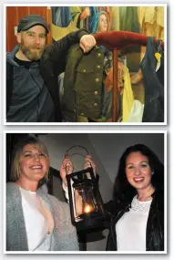  ??  ?? Gillian Sheehy, Elaine Hilliard, Eleanor Yates and Theresa Rafter Moriarty raising a glass (of sherry) to the Presentati­on Sisters at a Culture Night gathering in An Díseart. ABOVE, RIGHT: Dómhnal Ó Bric, artist and curator amongst an exhibition in An...