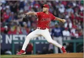  ?? ASHLEY LANDIS – THE ASSOCIATED PRESS ?? Los Angeles Angels starting pitcher Reid Detmers throws during the second inning against the Tampa Bay Rays in Anaheim on Tuesday.