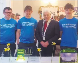  ?? ?? David McSweeney, Niall Fitzgerald and Lewis Potter with the Mayor of the County of Cork, Cllr Frank O’Flynn.