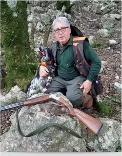  ?? ?? Antonio Baccaro con il suo amato Zim a caccia in provincia di Frosinone