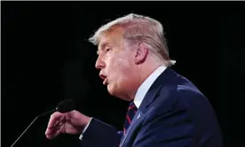  ??  ?? Donald Trump at the debate on Tuesday. Photograph: Olivier Douliery/EPA