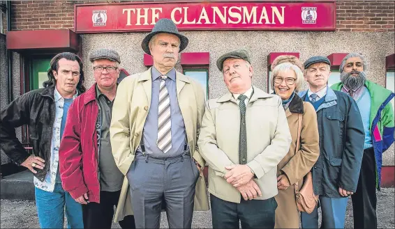  ??  ?? Ford Kiernan, centre, admits Still Game regulars barely recognised Jane Mccarry, who plays Isa, third from right, after stunning weight loss