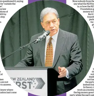  ?? Photo / Alan Gibson ?? New Zealand First leader Winston Peters speaks at his party's annual conference, held in Tauranga this weekend.