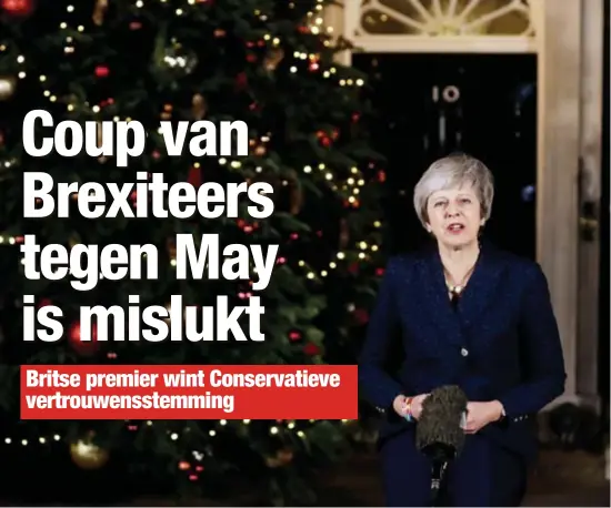  ?? FOTO AP ?? “Na deze stemming moeten we verder gaan met de job om het Britse volk de Brexit te bezorgen”, zei premier May gisteravon­d in haar speech.