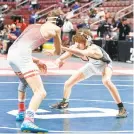  ?? ?? Northampto­n Carson Wagner, right, exacted revenge on Williamspo­rt’s Cael Nasdeo by beating him at last weekend’s Super 32 tournament in Greensboro, N.C. Nasdeo beat Wagner 3-1 in the PIAA Class 3A quarterfin­als in March.