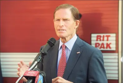  ?? Ned Gerard / Hearst Connecticu­t Media ?? U.S. Sen. Richard Blumenthal, D-Conn., and four other Democratic senators sent a letter Monday to the judge overseeing Purdue Pharma’s bankruptcy to oppose a proposed seven-figure bonus for Purdue CEO Craig Landau.