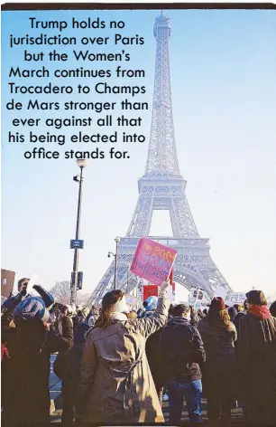  ?? Photos by MICH DULCE ?? In solidarity with women all over the globe, the author takes her stand during the #WomensMarc­h in Paris, France.