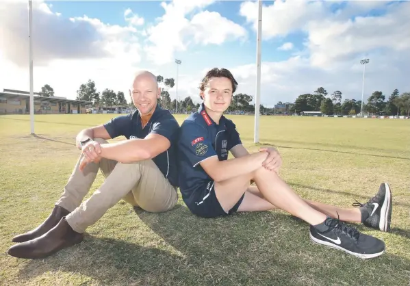 ?? Picture: GLENN FERGUSON ?? LIKE FATHER, LIKE SON: Keidan Rayner and dad Luke Rayner have become the first father-son duo at the Geelong Falcons.