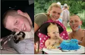  ??  ?? Tyler Mcbain (left and far right) was killed on August 4, 2020. A year later, the community will be gathering in his memory. On the right are his girlfriend Courtney Sanborn and their one-year-old son.