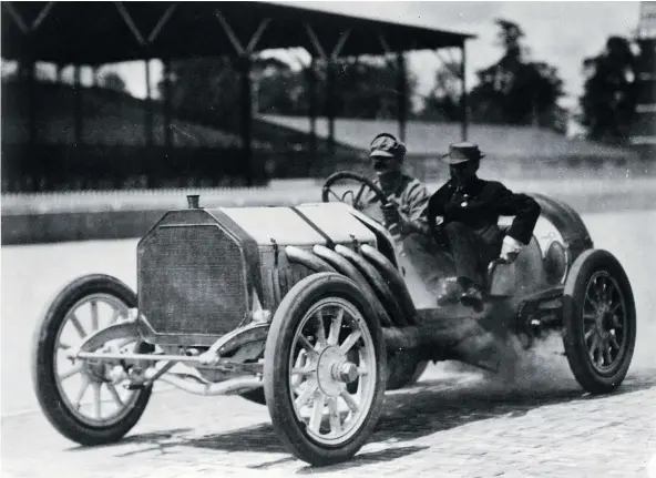  ?? — GENERAL MOTORS ?? Louis Chevrolet drives a 1910 Buick race car. William C. Durant helped Buick become a top-selling automaker in the U.S.