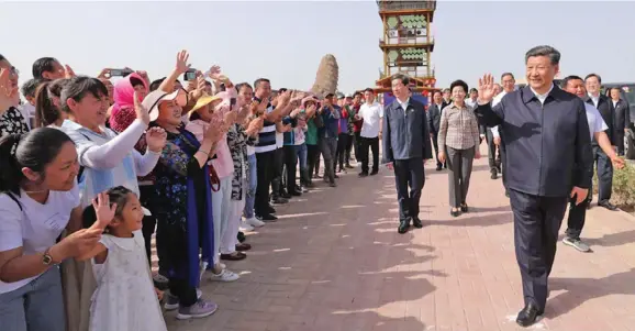  ??  ?? Chinese President Xi Jinping on Tuesday continued his inspection in northwest China’s Ningxia Hui Autonomous Region as he visited a rural ecotourism park and vineyard in Helan County, Yinchuan City, capital of Ningxia Hui Autonomous Region.