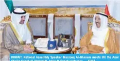 ?? — KUNA ?? KUWAIT: National Assembly Speaker Marzouq Al-Ghanem meets HH the Amir Sheikh Sabah Al-Ahmad Al-Jaber Al-Sabah yesterday.
