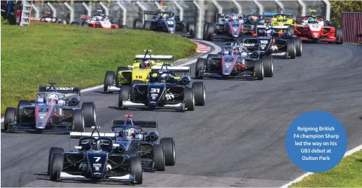  ?? ?? Reigning British F4 champion Sharp led the way on his GB3 debut at Oulton Park