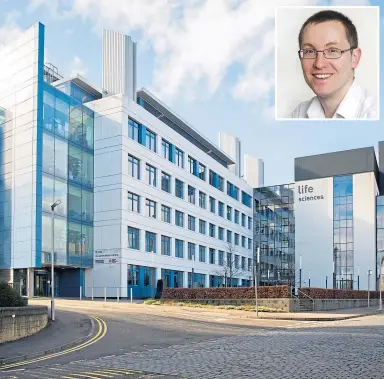  ??  ?? The Life Sciences building at Dundee University and (inset) Professor Chalmers.