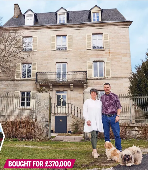  ?? ?? Dream home: Heidi and Anthony Muir moved from a semi in Kent (far left) to a chateau in the Limousin (left)