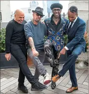  ??  ?? Sole music: from left to right, Merck Mercuriadi­s, Dave Stewart, Nile Rodgers and Giorgio Tuinfort