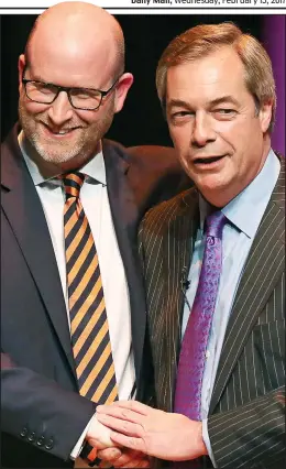  ??  ?? Apology: Paul Nuttall with former Ukip leader Nigel Farage