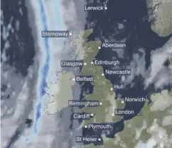  ?? PICTURES: BBC ?? 0 Weather presenter Sarah Keith-lucas with the new map, top. Above, its previous incarnatio­ns