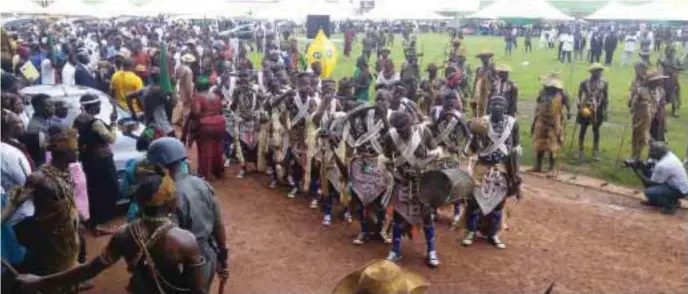  ??  ?? A mammoth crowd at the Rwang Pam Township Stadium, Jos, venue of the 2017 edition of Nzem Berom Festival