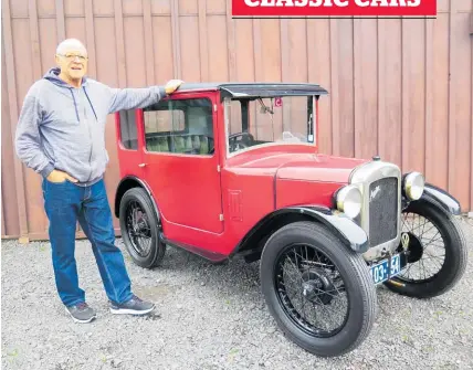  ?? Photo / Jacqui Madelin ?? Rex Benns has had links to this NZ-new 1929 Austin 7 wide-door saloon since he was a boy.