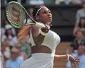  ??  ?? Serena Williams hits a return to Giulia Gatto-Monticone during their Wimbledon match Tuesday in London. Williams won 6-2, 7-5.