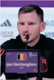  ?? | Reuters ABIR SULTAN EPA ?? ‘NOW there is room for these young guys, and I’m excited by what I see. I have faith in this squad,’ said Belgium defender Jan Vertonghen. |