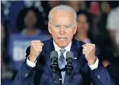  ??  ?? Joe Biden has benefited in the polls from Donald Trump’s perceived poor handling of the coronaviru­s crisis, and the damage the pandemic has done to the US economy