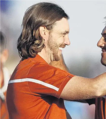  ??  ?? Moliwood . . . Europe foursomes partners Tommy Fleetwood (left) and Francesco Molinari celebrate during the second day of play in the Ryder Cup at Le Golf National in France yesterday.