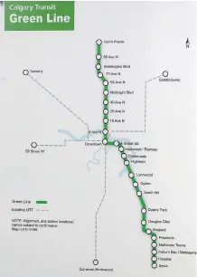  ??  ?? The light rail line connecting north-central Calgary to the city’s southeast is set to start in two years and create upward of 23,000 constructi­on and operating jobs, according to Mayor Naheed Nenshi. By 2043, the new line could serve as many as...