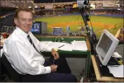  ?? KATHY WILLENS — THE ASSOCIATED PRESS, FILE ?? Baseball announcer Tim McCarver poses in the press box before the start of Game 2of the 2003AL Division Series. McCarver, the All-Star catcher and Hall of Fame broadcaste­r, died Thursday morning in Memphis, Tenn., the baseball Hall of Fame announced. He was 81.