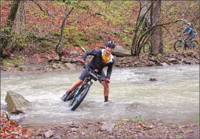  ?? ?? A deep creek crossing at a past Buffalo Headwaters Challenge