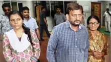  ??  ?? Family members of Karnataka cadre IAS officer Anurag Tewari coming out of the Annexe building after meeting Uttar Pradesh CM Yogi Adityanath in Lucknow on Monday