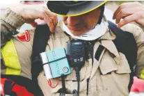  ??  ?? A monitoring device to keep firefighte­rs safe could be created for less than $15 a piece. The device, worn on the firefighte­r’s uniform, collects data.
