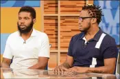  ?? LORENZO BEVILAQUA / ABC ?? Rashon Nelson and Donte Robinson, who were arrested at a Philadelph­ia Starbucks on April 12, tell their story on “Good Morning America,” April 20. They will not sue the city over the controvers­ial incident.